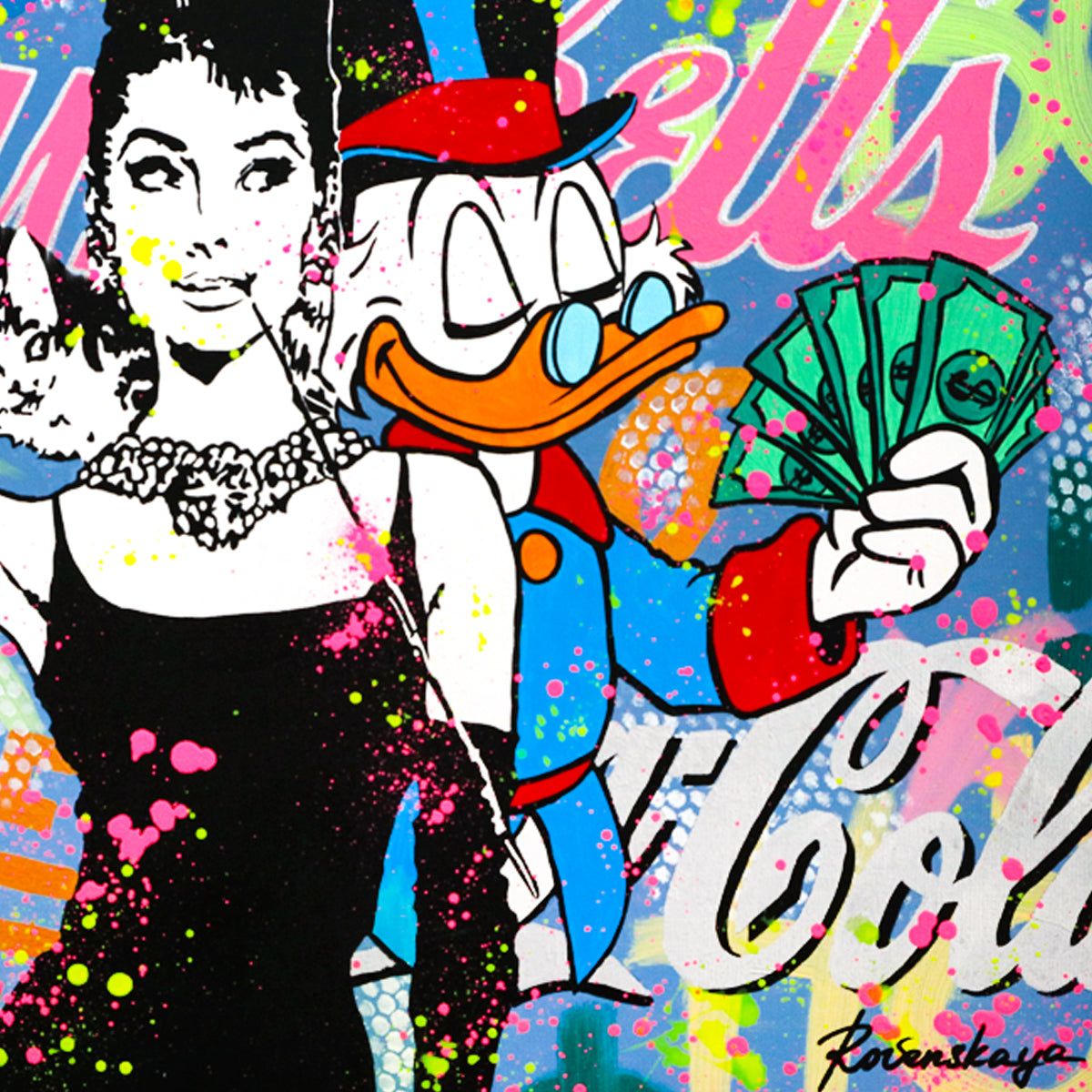 Nastya Rovenskaya- Original Oil on Canvas "Money With Elegance"