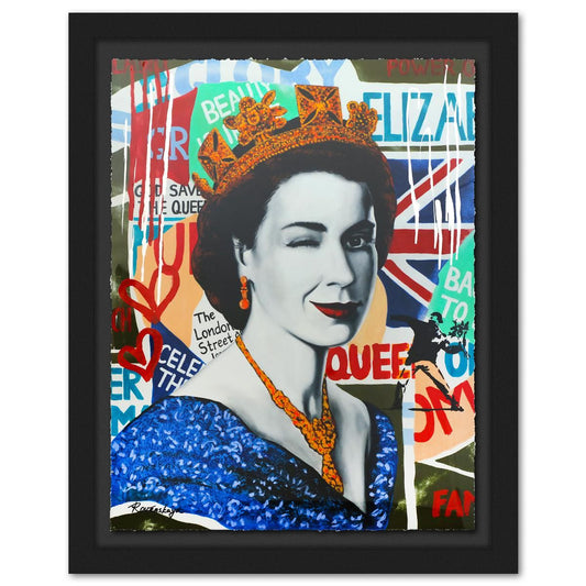 Nastya Rovenskaya- Original Mixed Media on Deckle Edge Paper "Queen Elizabeth"