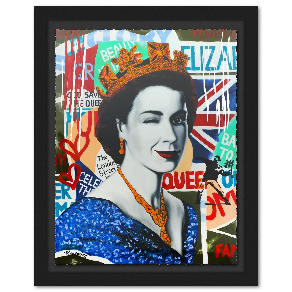 Nastya Rovenskaya- Original Mixed Media on Deckle Edge Paper "Queen Elizabeth"