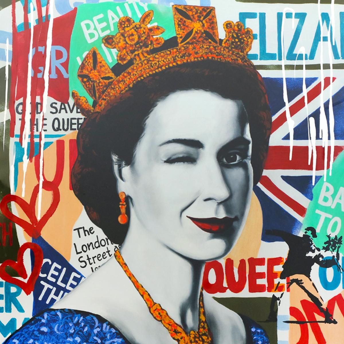 Nastya Rovenskaya- Original Mixed Media on Deckle Edge Paper "Queen Elizabeth"