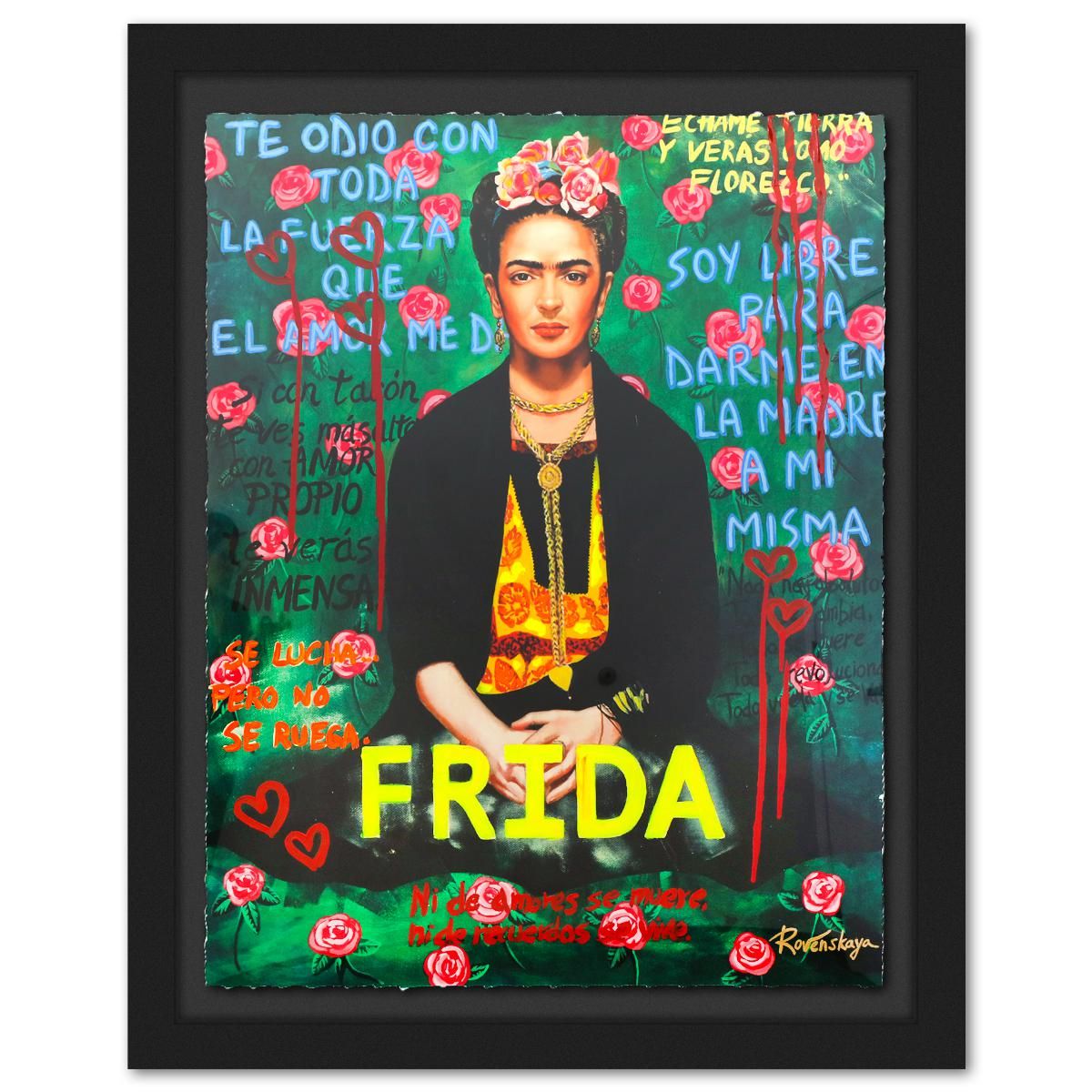 Nastya Rovenskaya- Original Mixed Media on Deckle Edge Paper "Frida Kahlo"