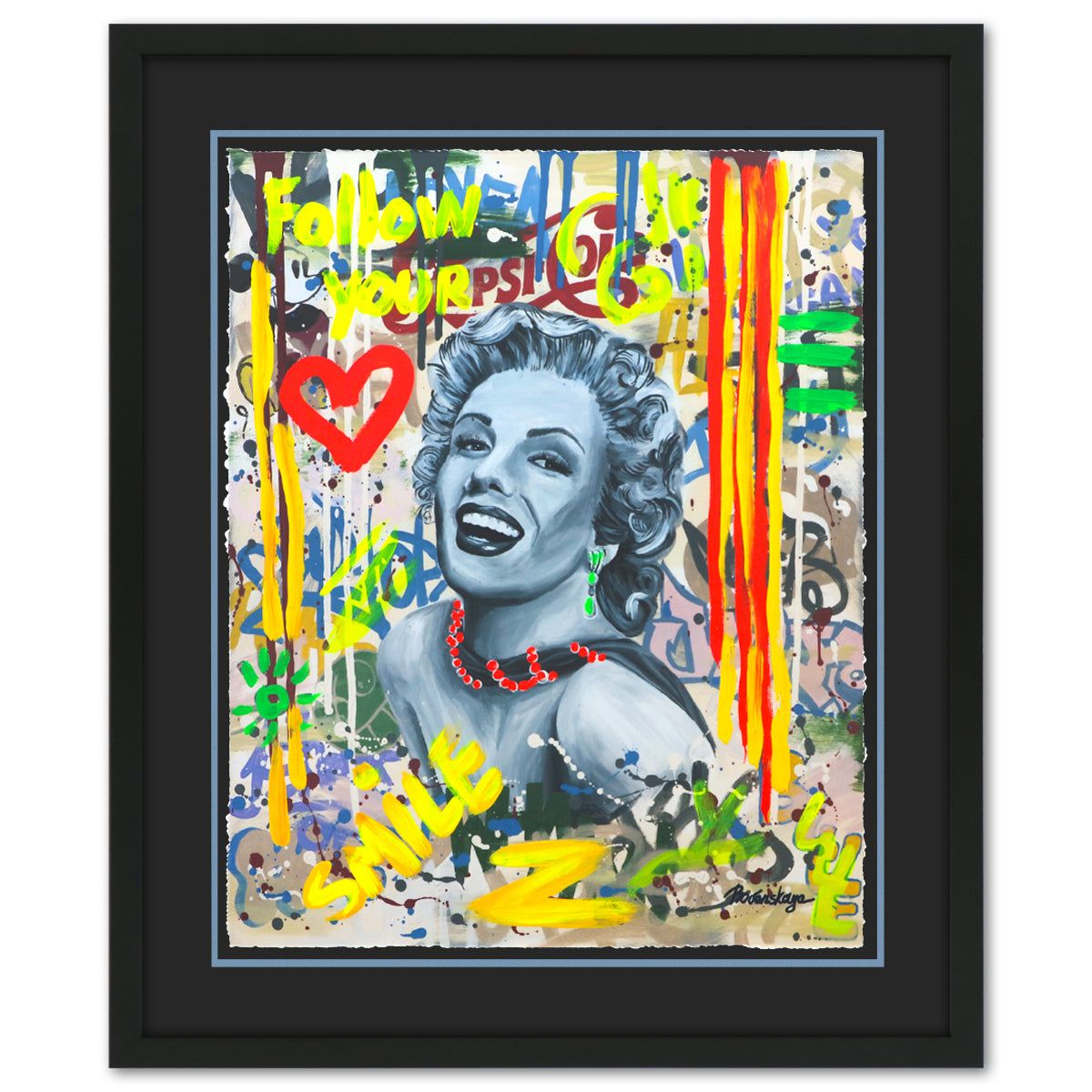 Nastya Rovenskaya- Original Mixed Media on Deckle Edge Paper "Smile"