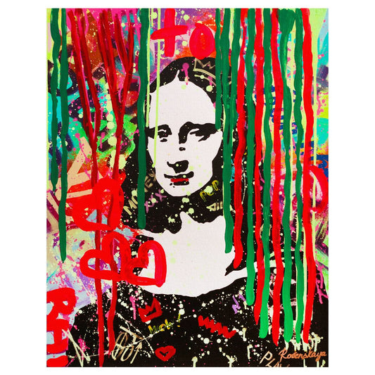Nastya Rovenskaya- Original Mixed Media on Canvas "The Colours of Mona Lisa"