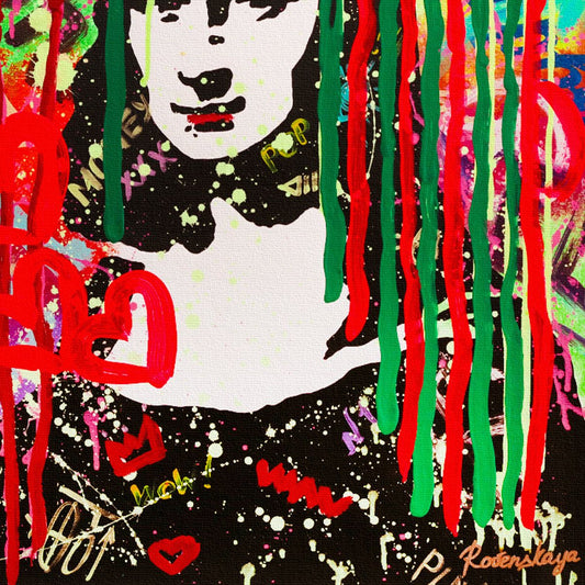 Nastya Rovenskaya- Original Mixed Media on Canvas "The Colours of Mona Lisa"