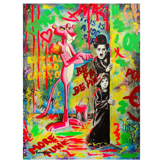 Nastya Rovenskaya- Original Mixed Media on Canvas "Caught Trying to Sneak In"
