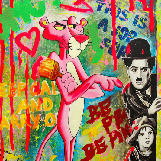 Nastya Rovenskaya- Original Mixed Media on Canvas "Caught Trying to Sneak In"