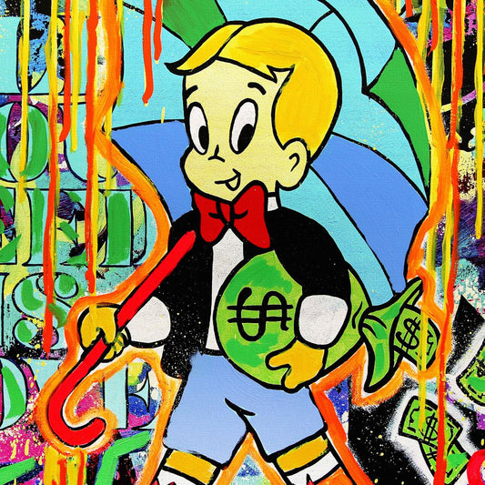 Nastya Rovenskaya- Original Mixed Media on Canvas "Wealth Under Shelter"