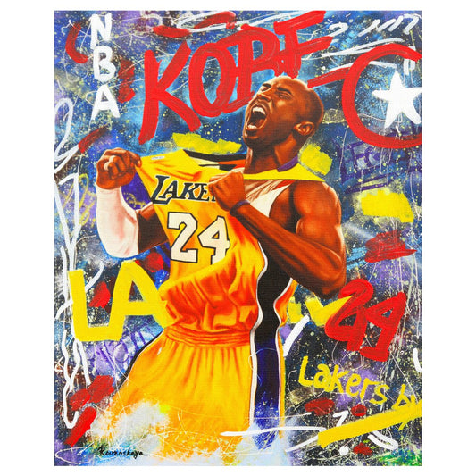 Nastya Rovenskaya- Original Mixed Media on Canvas "Kobe Bryant"