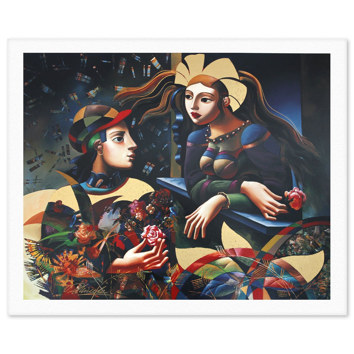 Oleg Zhivetin- Silkscreen "Visit in the Garden"