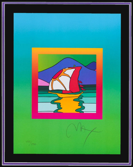 Peter Max- Original Lithograph "Sailboat East on Blends"