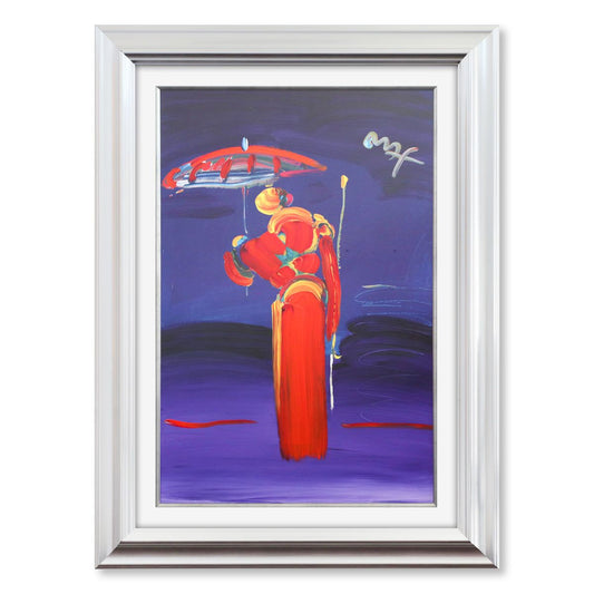 Peter Max- Original Mixed Media "Umbrella Man with Cane"