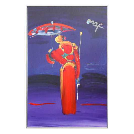 Peter Max- Original Mixed Media "Umbrella Man with Cane"