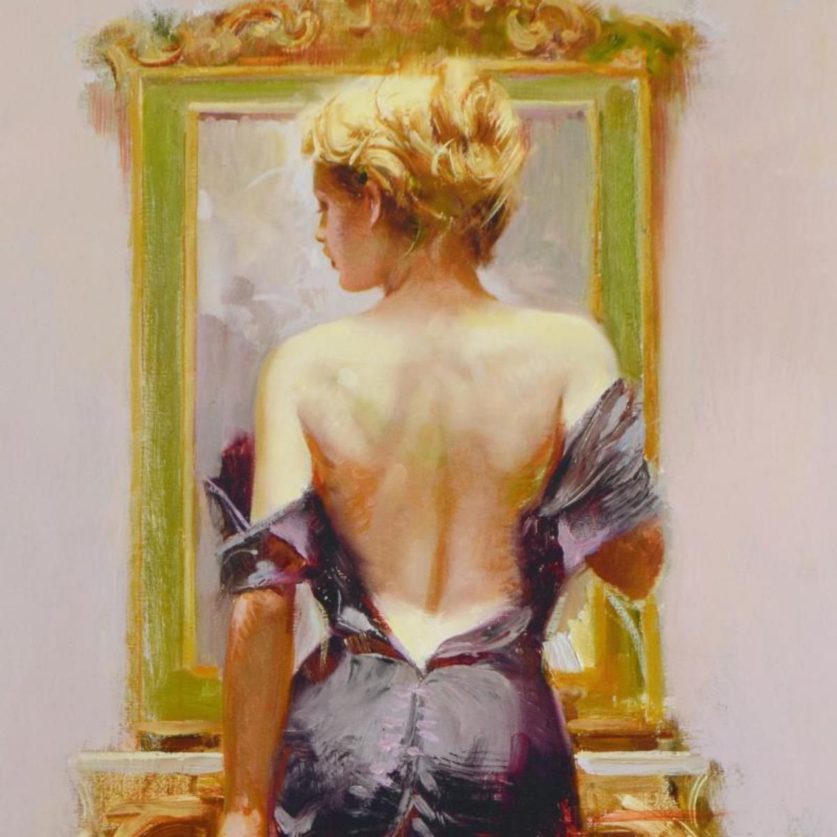 Pino (1939-2010)- Hand Embellished Giclee on Canvas "Evening Elegance"