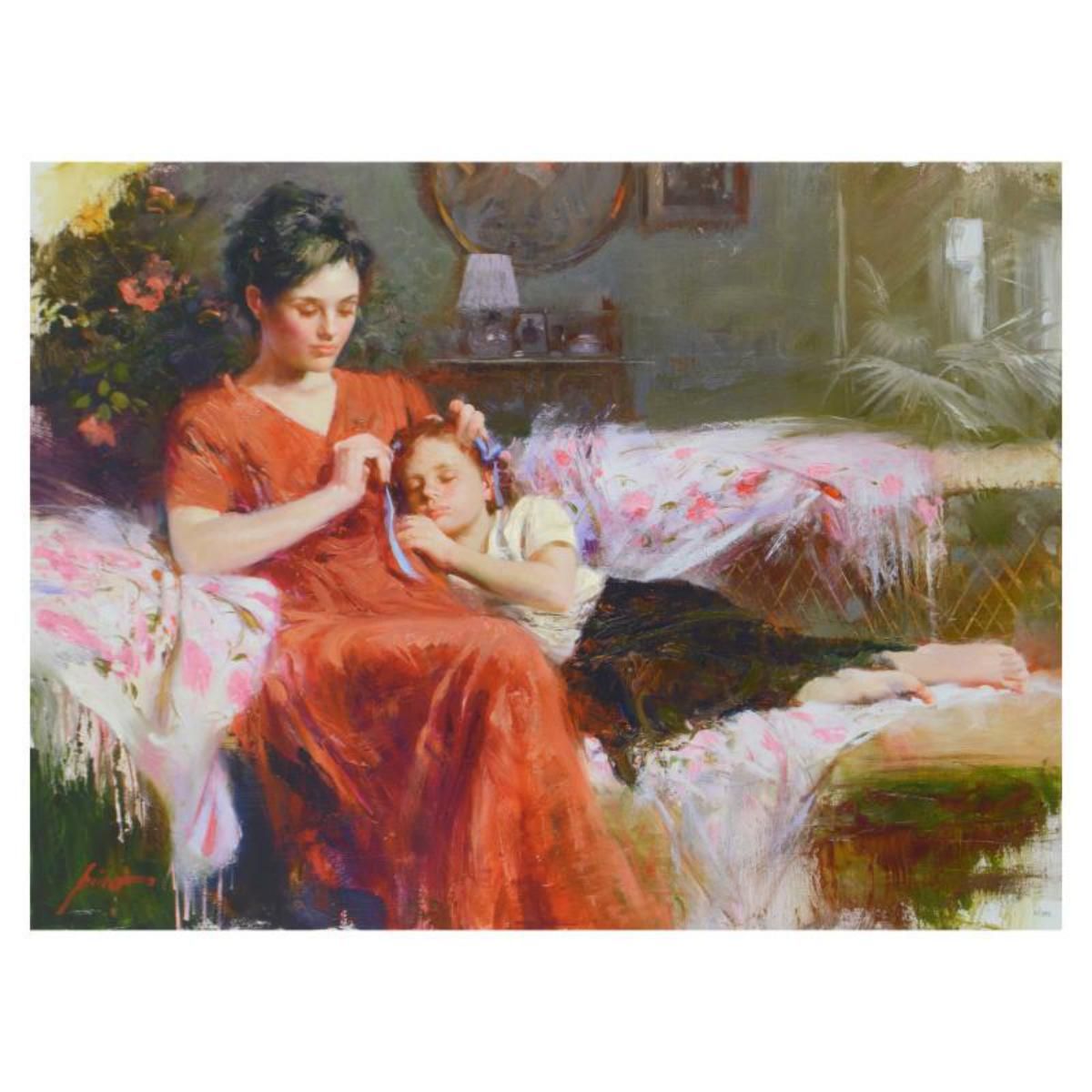 Pino (1939-2010)- Hand Embellished Giclee on Canvas "Sweet Love"