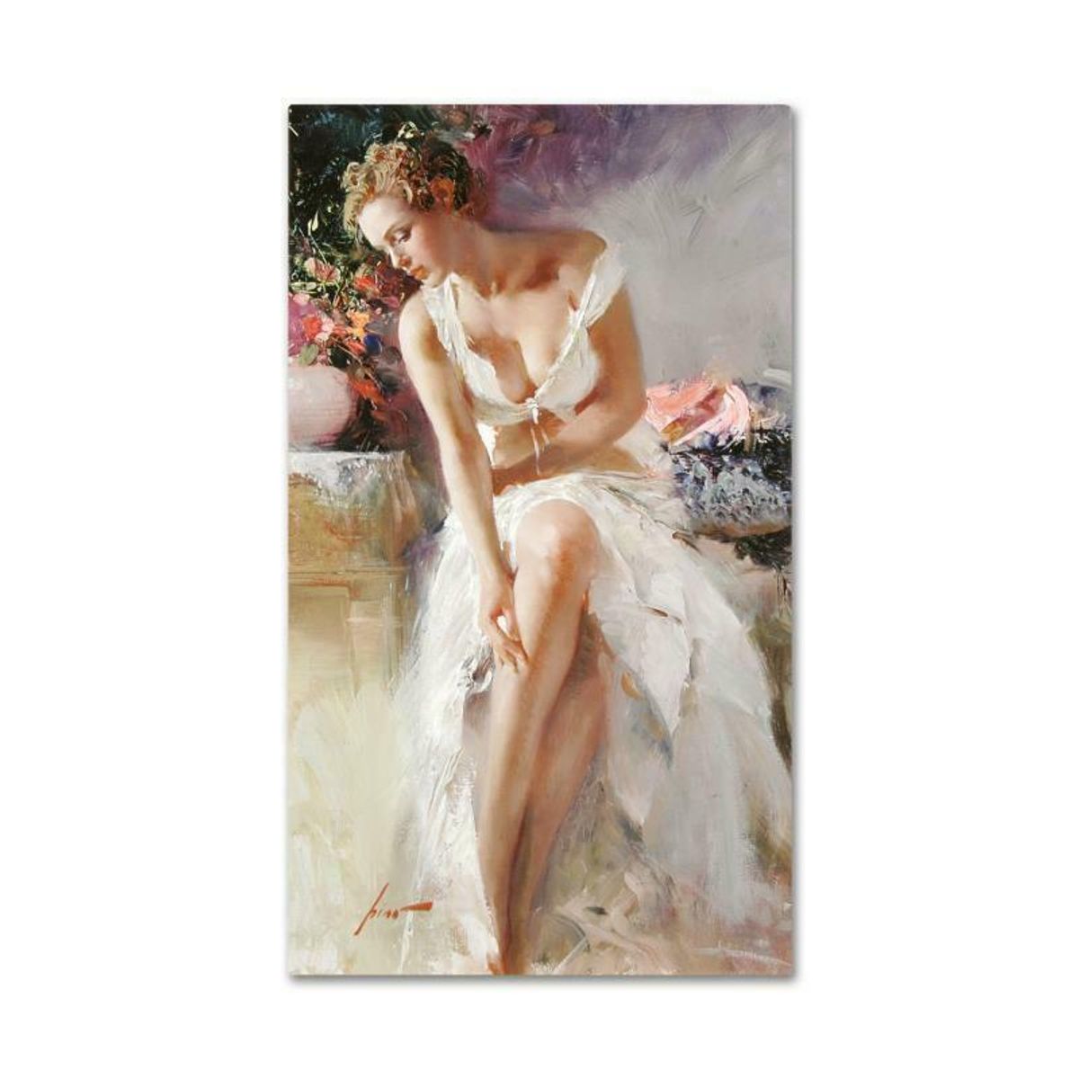 Pino (1939-2010), "Angelica" Hand Embellished Limited Edition on Canvas (24" x 42"), Numbered and Hand Signed with Certificate of Authenticity.