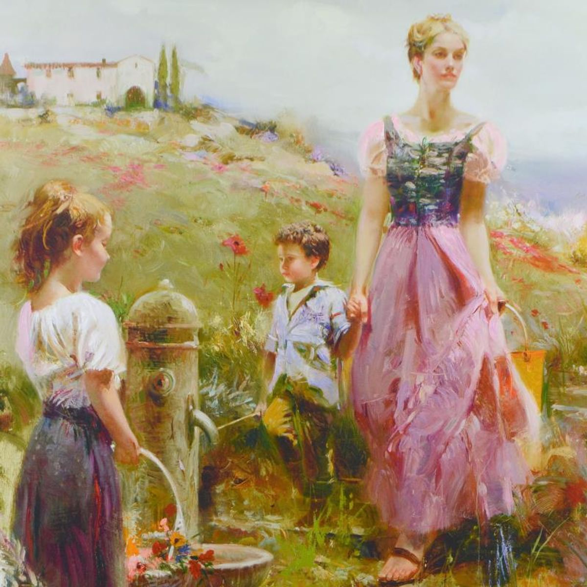 Pino (1939-2010), "The Fountain of Life" Limited Edition Hand Embellished Giclee on Canvas. Numbered and Hand Signed with Certificate of Authenticity.