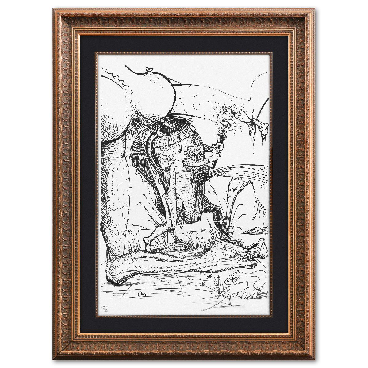 Salvador Dali- Original Lithograph from Gouache and Collage "Les Songes Drolatiques de Pantagruel"