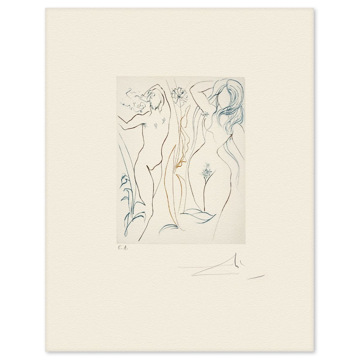 Salvador Dali- Etching "Adam and Eve"