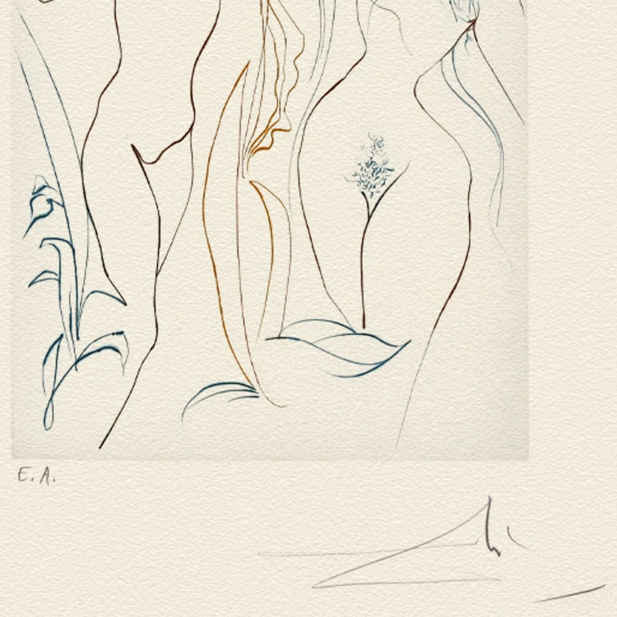 Salvador Dali- Etching "Adam and Eve"