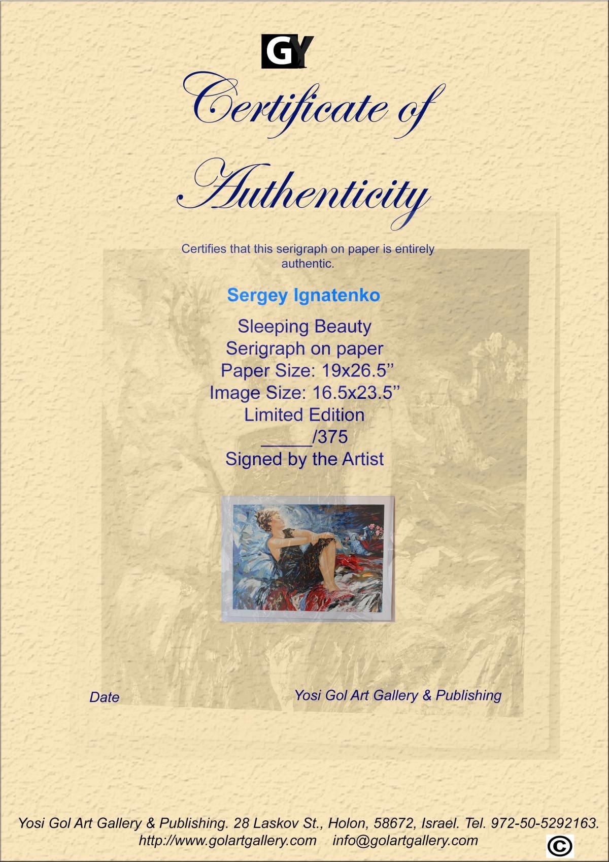 Sergey Ignatenko- Original Serigraph on Paper "Sleeping Beauty"