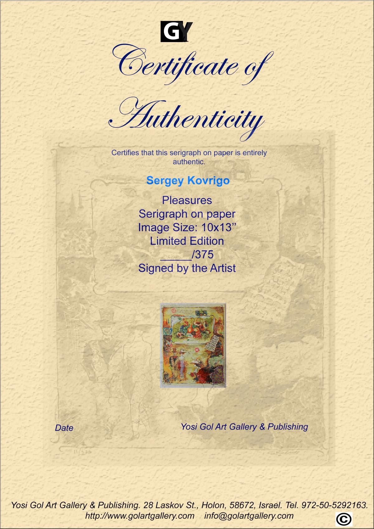 Sergey Kovrigo- Original Serigraph on Paper "Pleasures"