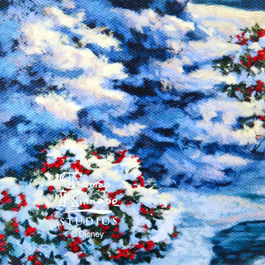 Thomas Kinkade- Hand Embellished Giclee on Canvas "Beauty and the Beast's Winter Enchantment"