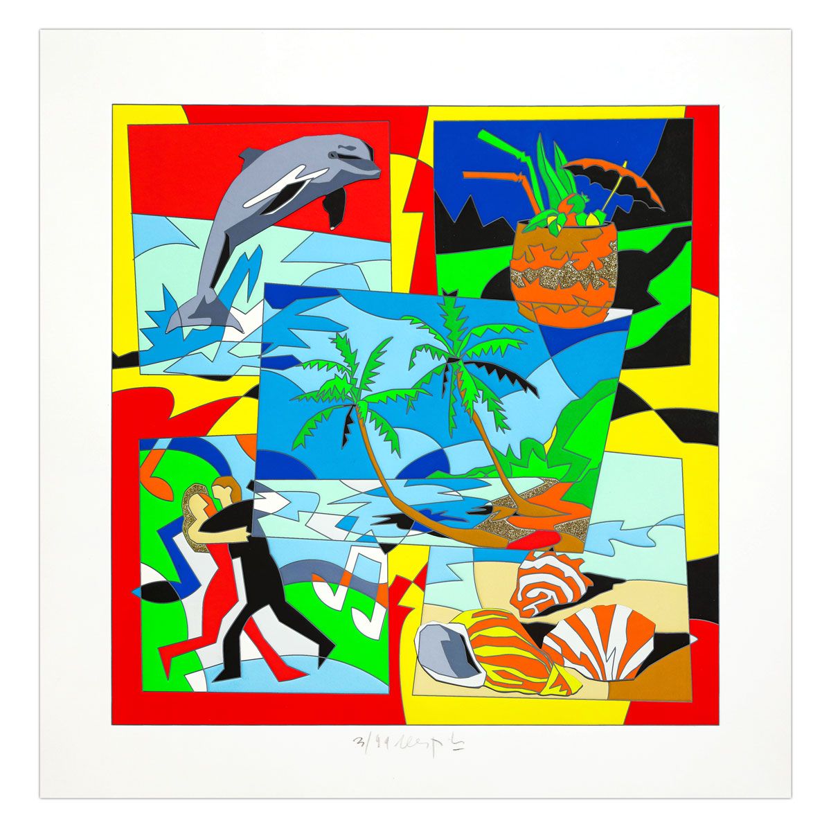 Ugo Nespolo- SIlkscreen on Paper "Mete Lontane"