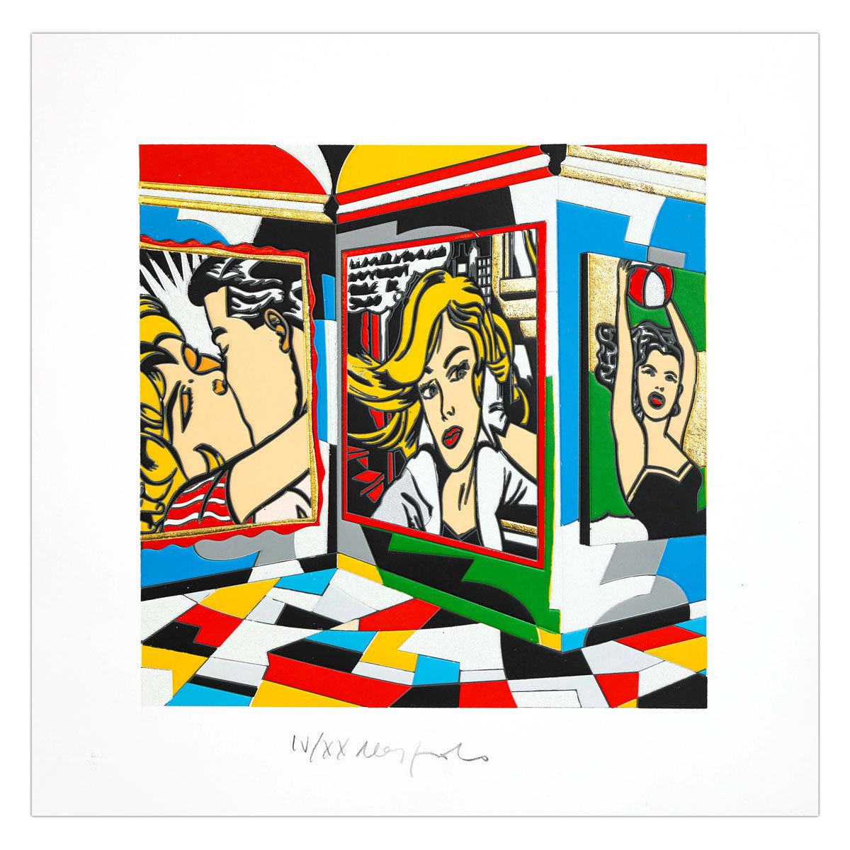 Ugo Nespolo- SIlkscreen on Paper "Women's Time"