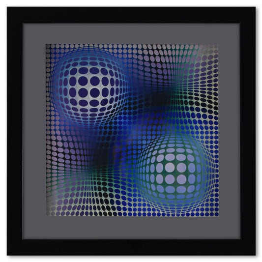 Victor Vasarely (1908-1997), "Feny de la serie Structures Universelles Du Damier" Framed 1975 Heliogravure Print with Letter of Authenticity