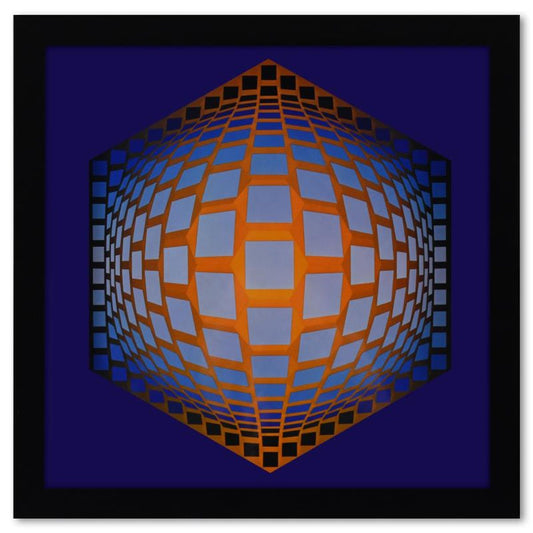 Victor Vasarely (1908-1997), "Tegla - Hat de la serie Structures Universelles De L'Hexagone" Framed 1975 Heliogravure Print with Letter of Authenticity