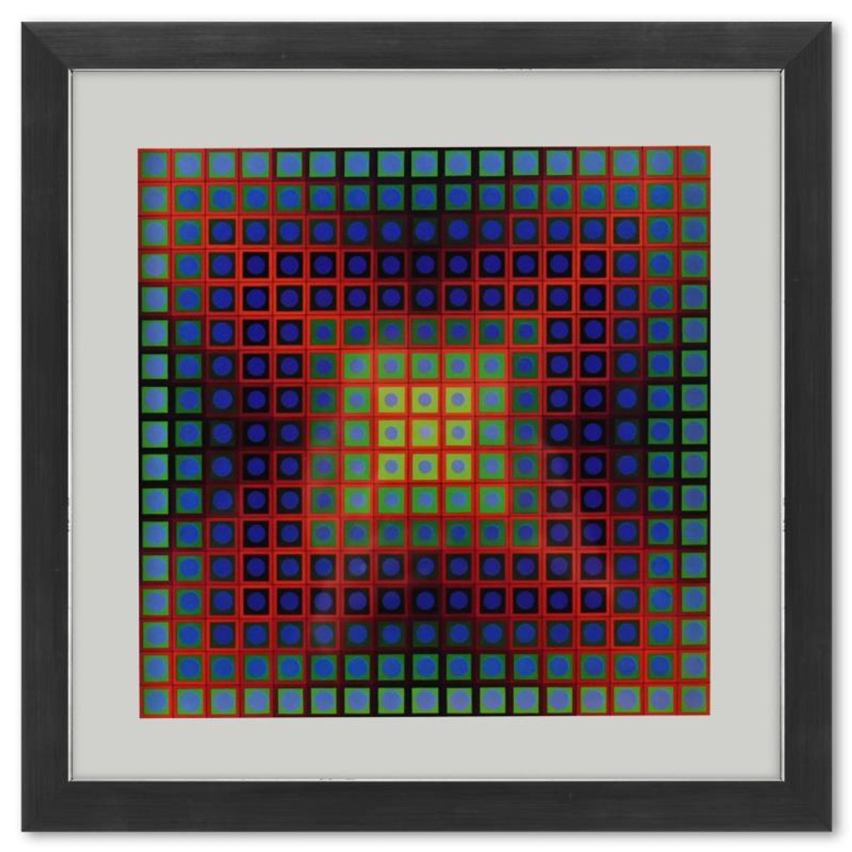 Victor Vasarely (1908-1997), "Kezdi de la serie Folklore Planetaire" Framed 1971 Heliogravure Print with Letter of Authenticity