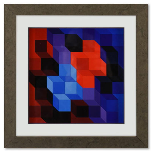 Victor Vasarely (1908-1997), "Deuton - RB de la serie Hommage A L'Hexagone" Framed 1971 Heliogravure Print with Letter of Authenticity