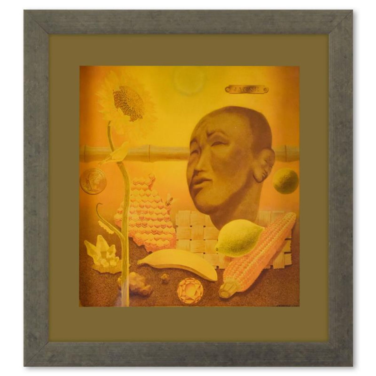 Victor Vasarely (1908-1997), "Etude En Jaune de la serie Graphismes 2" Framed 1977 Heliogravure Print with Letter of Authenticity