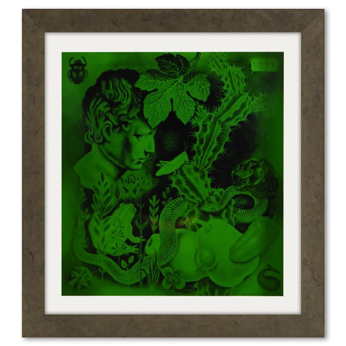 Victor Vasarely (1908-1997), "Etude En Vert de la serie Graphismes 2" Framed 1977 Heliogravure Print with Letter of Authenticity