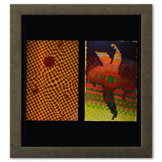 Victor Vasarely (1908-1997), "Arlequin - 2 de la serie Graphismes 2" Framed 1977 Heliogravure Print with Letter of Authenticity