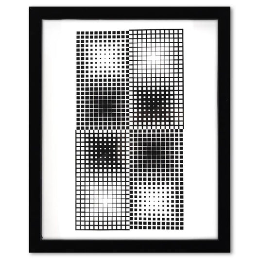 Victor Vasarely (1908-1997), "Binovae de la serie Corpusculaires" Framed 1973 Heliogravure Print with Letter of Authenticity