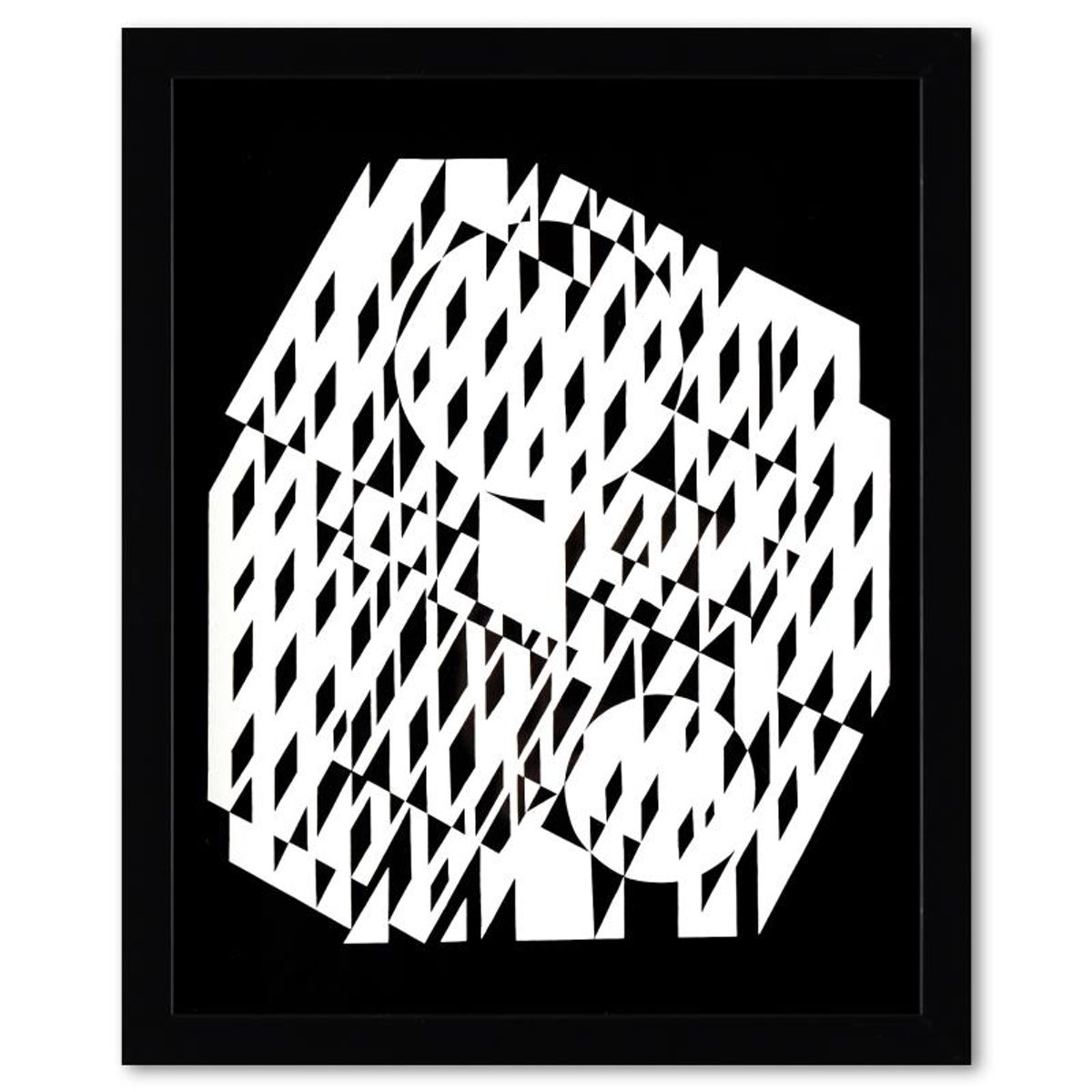 Victor Vasarely (1908-1997), "VAH-NEG et Nethe de la serie Croises (Diptych)" Framed 1973 Heliogravure Prints with Letter of Authenticity