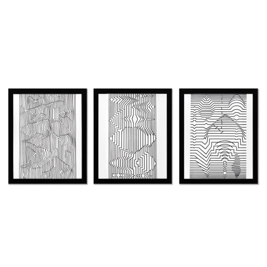 Victor Vasarely (1908-1997), "Naissances - I, Naissances - III, et Ebi-Noor de la serie Ondulatoires (Triptych)" Framed 1973 Heliogravure Prints with Letter of Authenticity