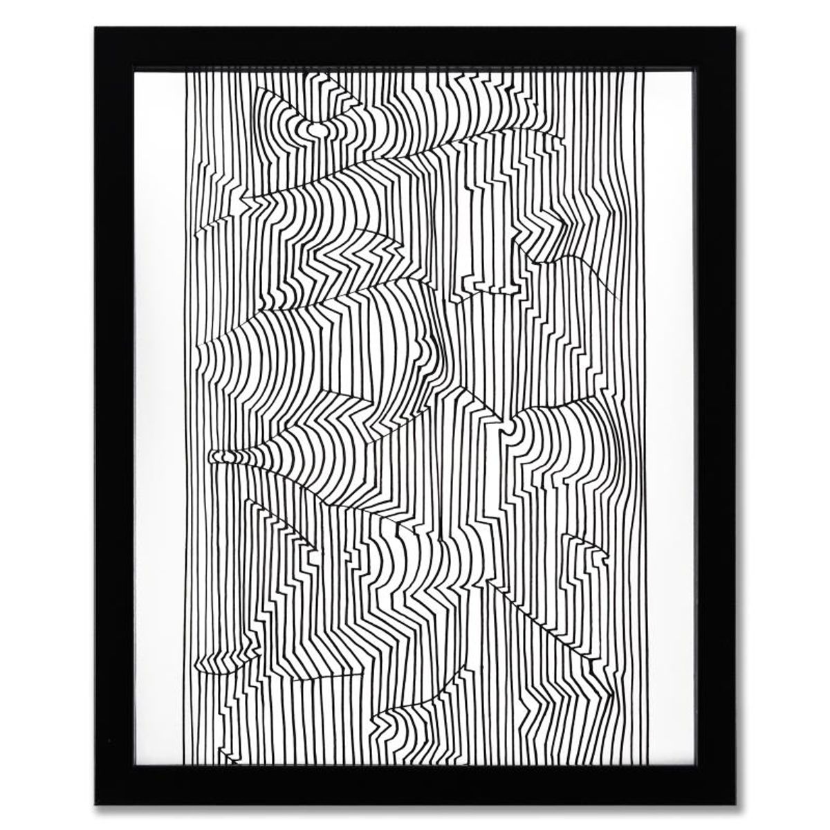 Victor Vasarely (1908-1997), "Naissances - I, Naissances - III, et Ebi-Noor de la serie Ondulatoires (Triptych)" Framed 1973 Heliogravure Prints with Letter of Authenticity