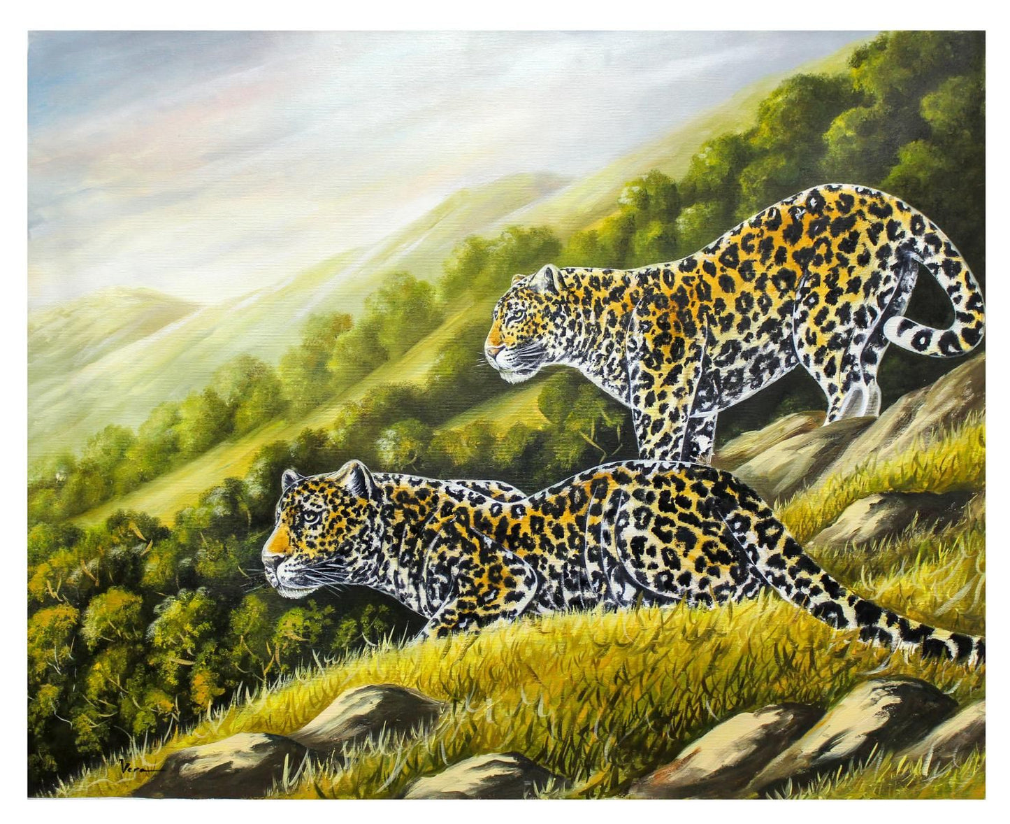 Vera V. Goncharenko- Original Oil on Canvas "Playing In The Forest"