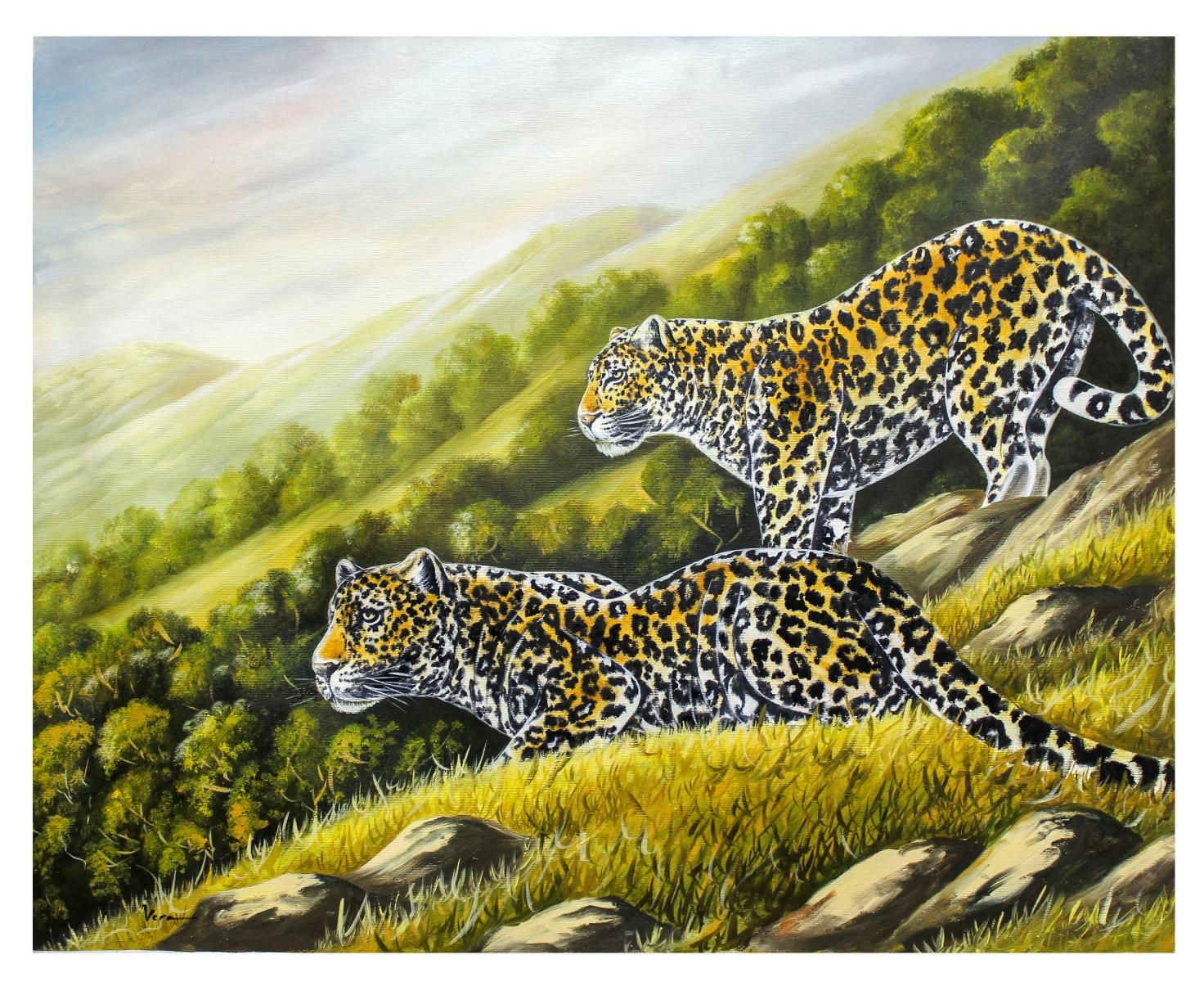 Vera V. Goncharenko- Original Oil on Canvas "Playing In The Forest"