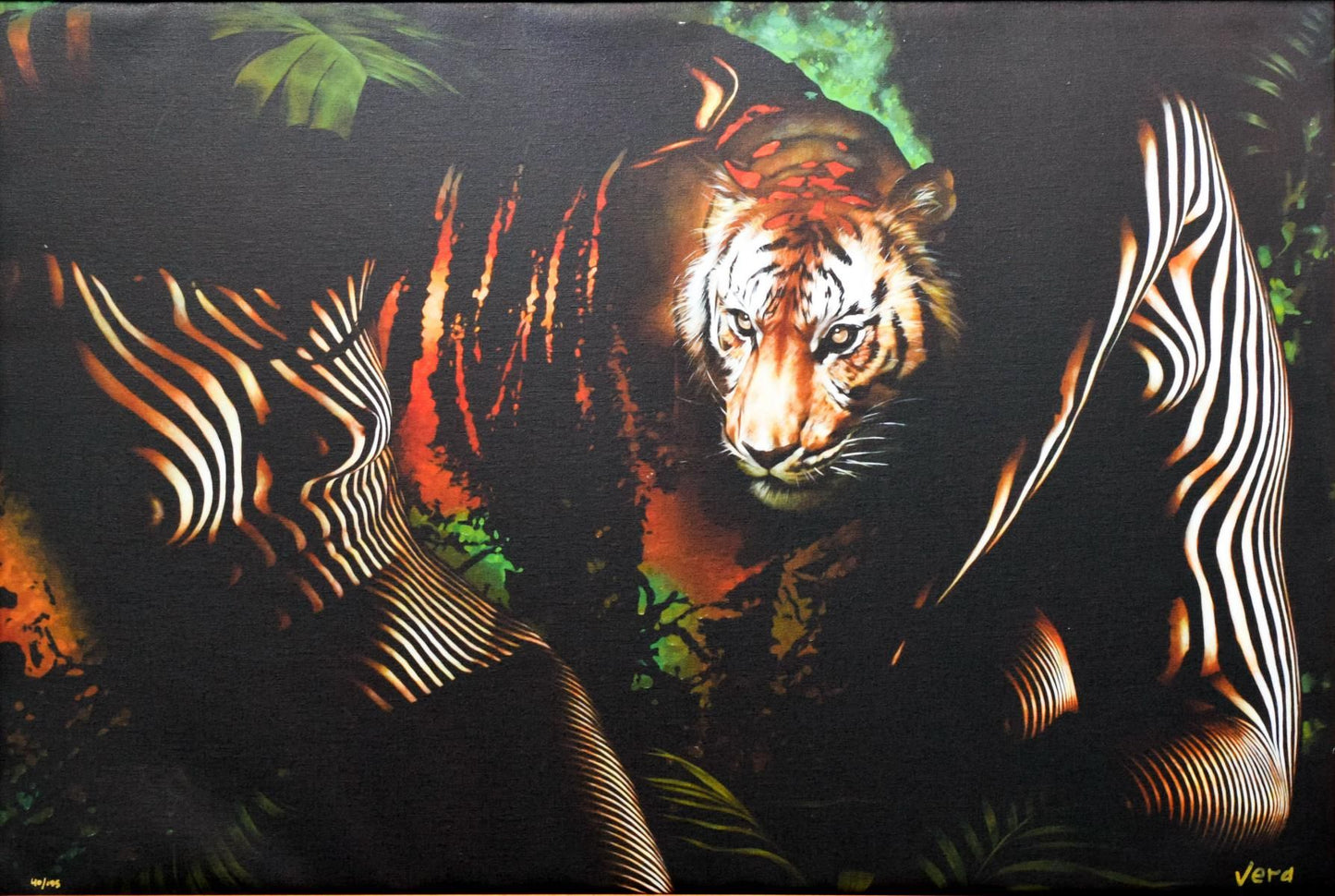Vera V. Goncharenko- Original Giclee on Canvas "The Ladies with the Tiger"