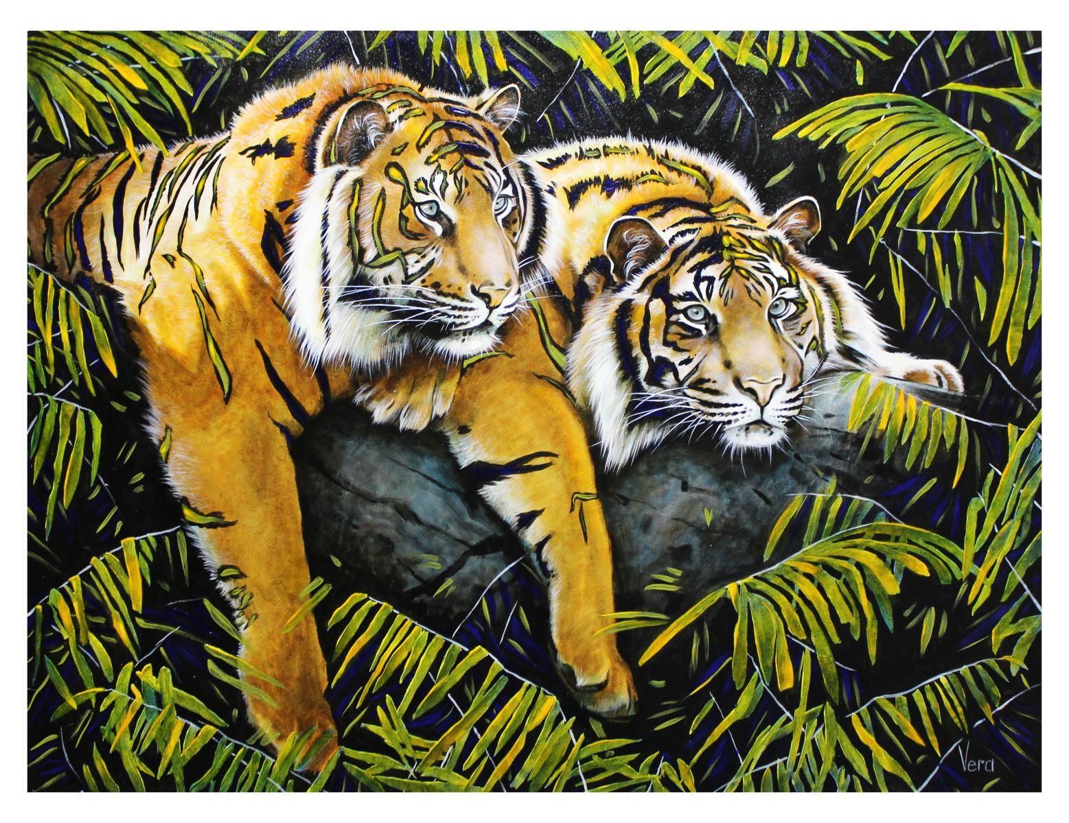 Vera V. Goncharenko- Original Giclee on Canvas "Chilling"