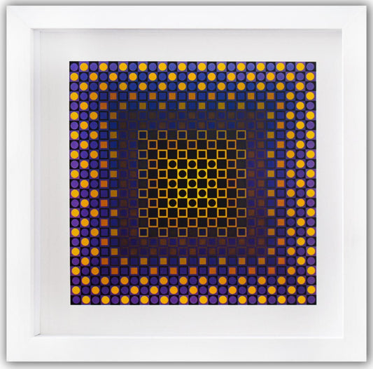 Victor Vasarely- Heliogravure Print "Alom (Purple/Yellow)"