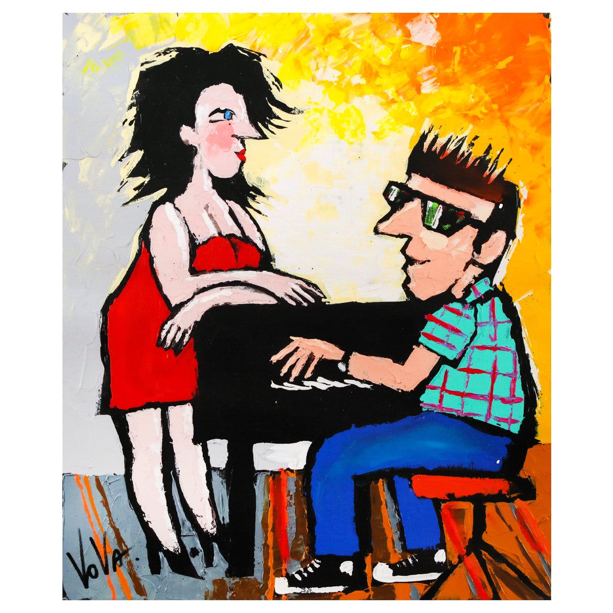 Vova- Hand Embellished Giclee on Canvas