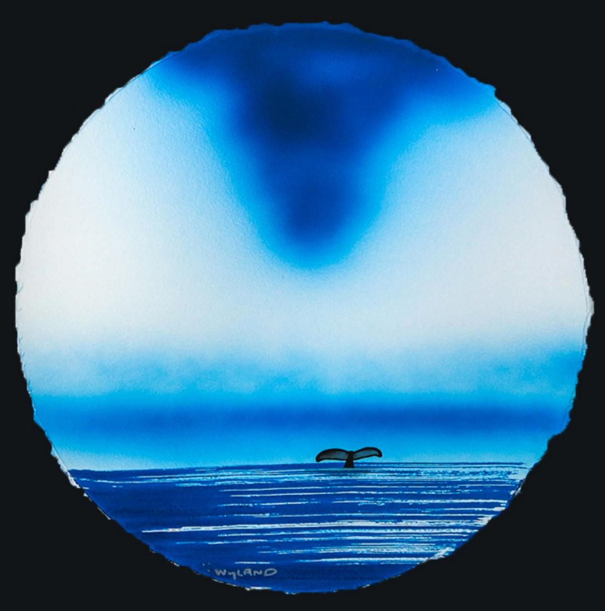 Wyland- Original Watercolor Painting on Deckle Edge Paper "Fluke"