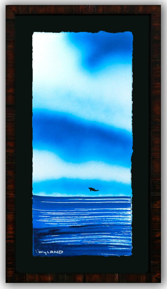 Wyland- Original Watercolor Painting on Deckle Edge Paper "Dolphin"
