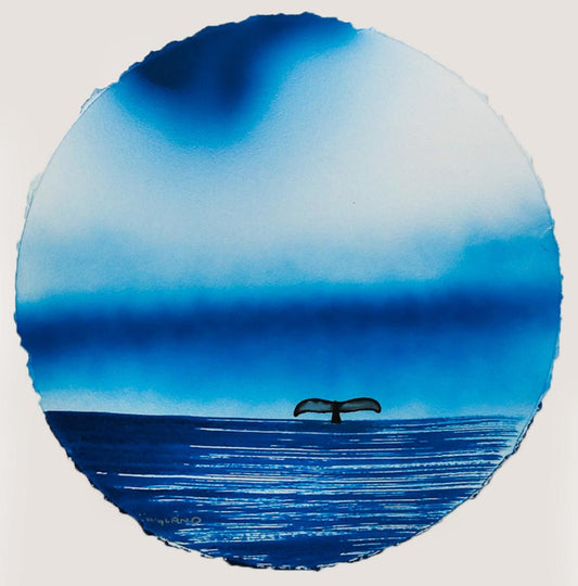 Wyland- Original Watercolor Painting on Deckle Edge Paper "Fluke"