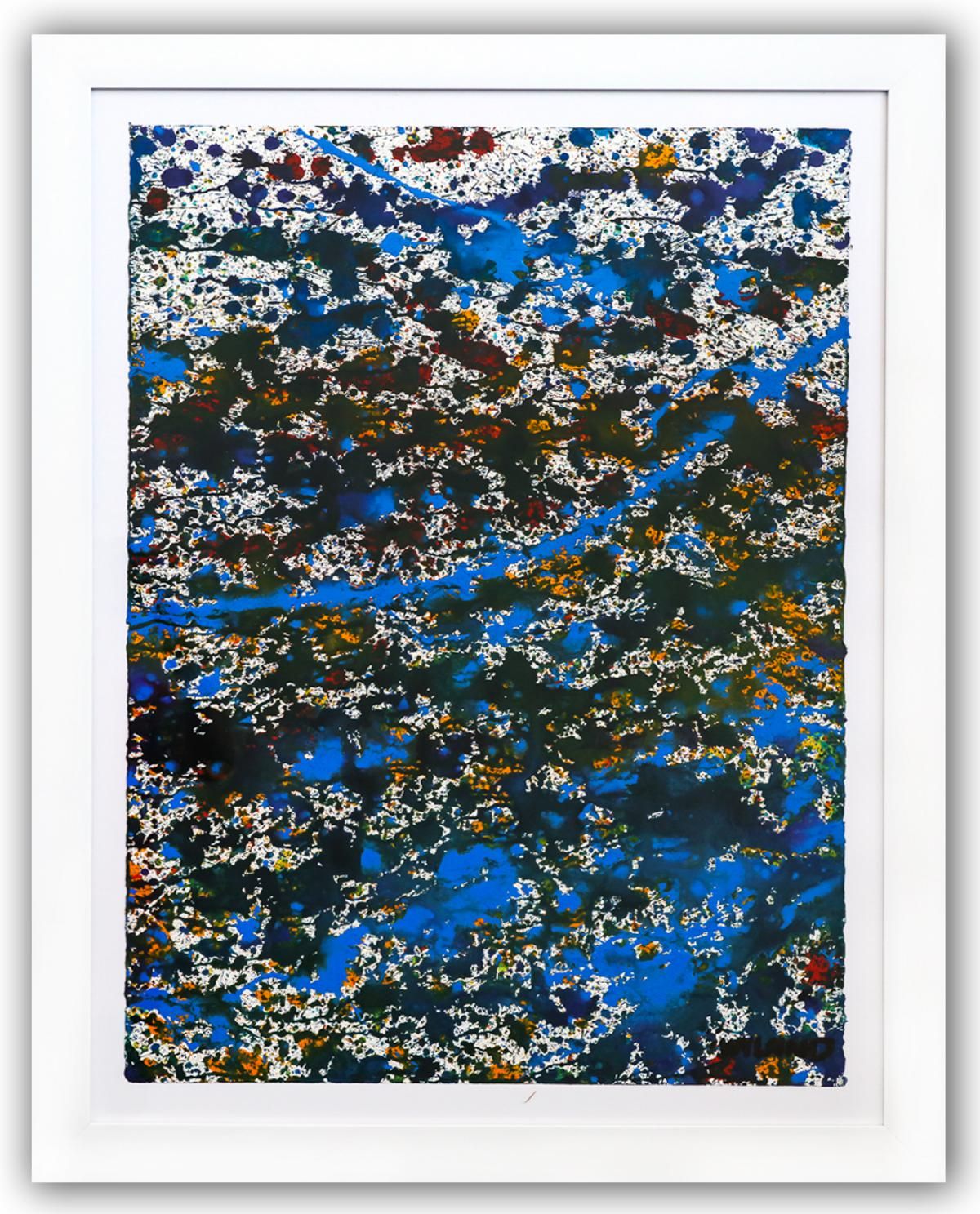 Wyland- Original Watercolor Painting on Deckle Edge Paper "Abstract Drip"