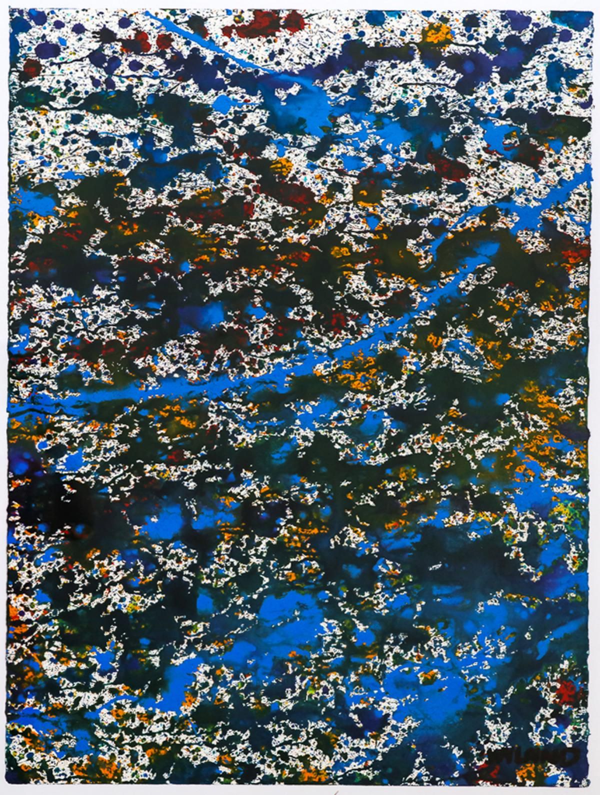 Wyland- Original Watercolor Painting on Deckle Edge Paper "Abstract Drip"